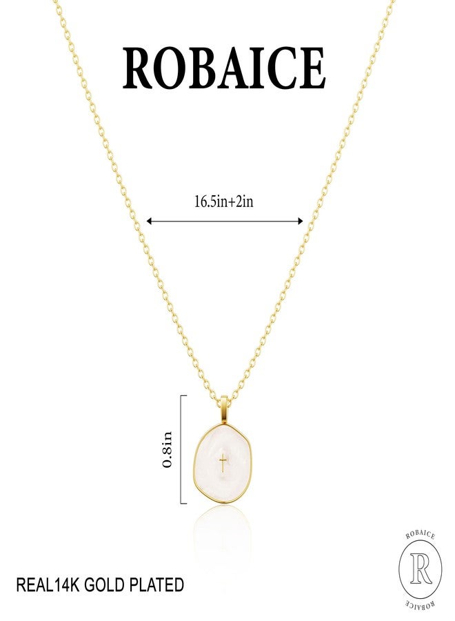 Robaice Cross Necklace for Women Dainty Small 14K Gold Plated Cross Necklace with Disc Pendant, Simple Cute Gold Cross Charm Necklaces for Women Easter Christian Baptism Religious Faith Jewelry Gifts - Image 5
